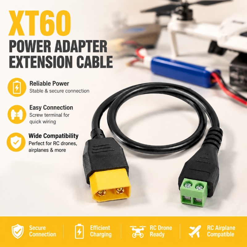 Drone Battery Balance Charger - موصل XT60 ذكر وأنثى إلى كابل
