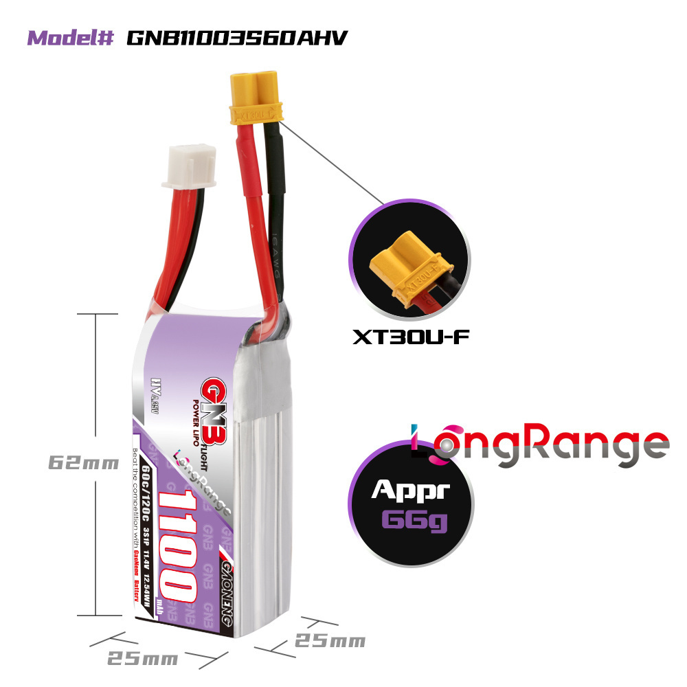 GNB 1100mAh 2S 3S 4S 6S 60C/12 - مراجعة Drone Battery 6S وسعره