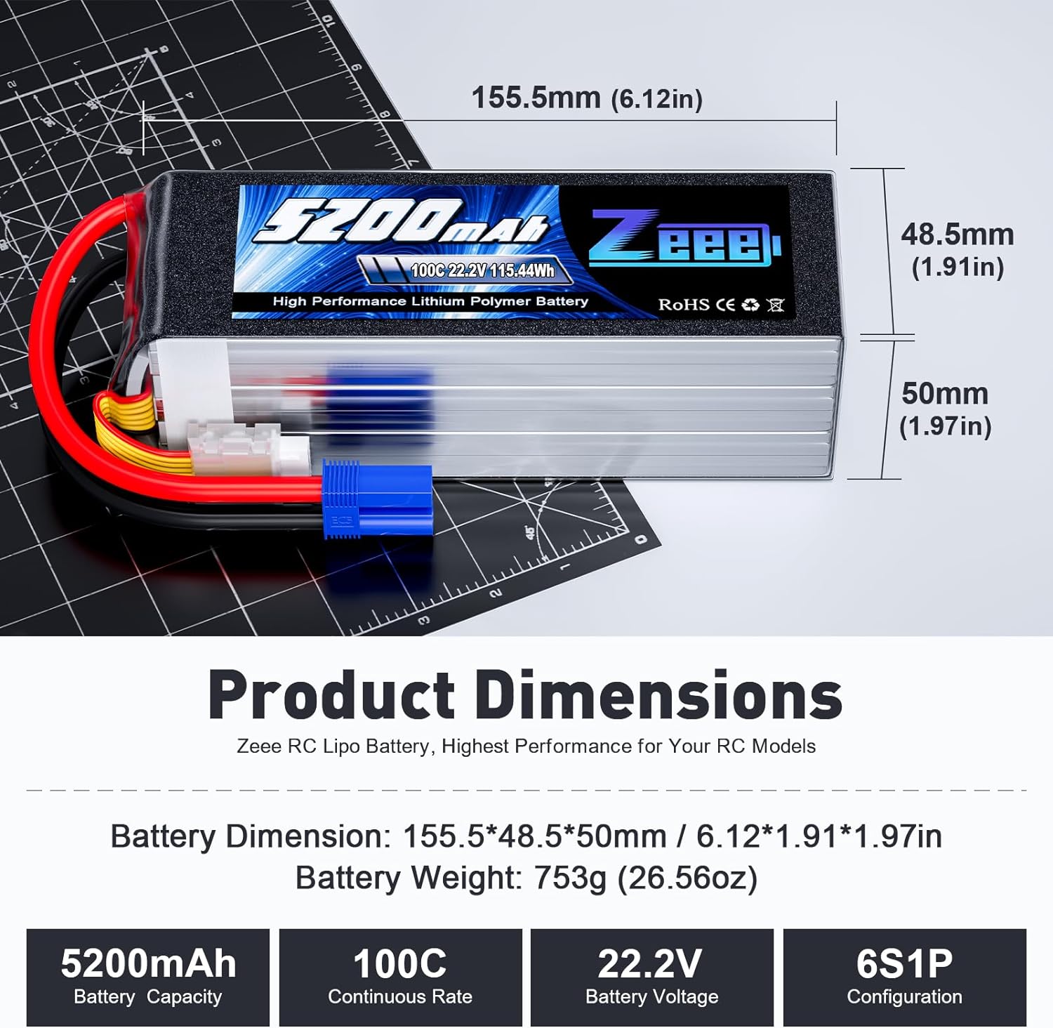 Zeee 6S 5200mAh يبو بطارية 22. - مراجعة Drone Battery 6S وسعره